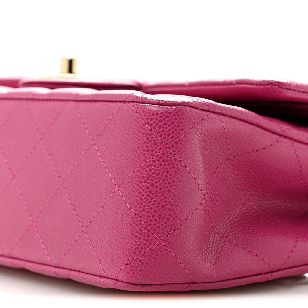 Caviar Quilted Medium Double Flap Purple At My store
