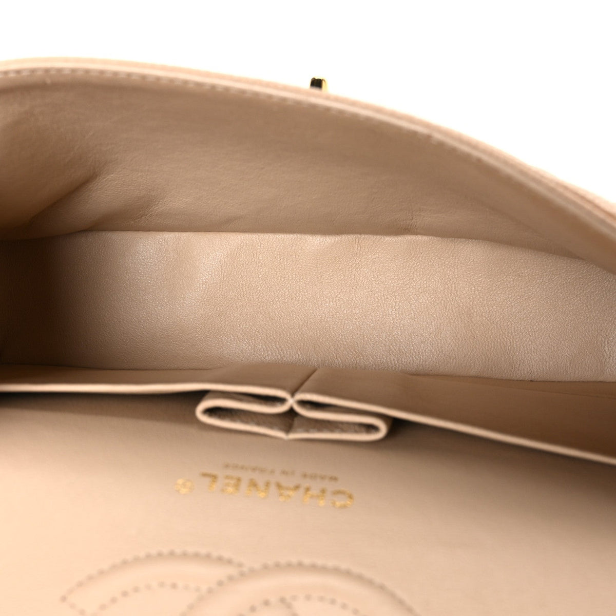 Caviar Quilted Medium Double Flap Beige Beige Clair At My store