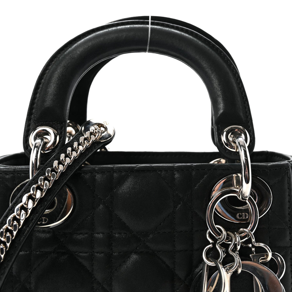 Metallic Calfskin Cannage Mini Lady Dior Black AT My store