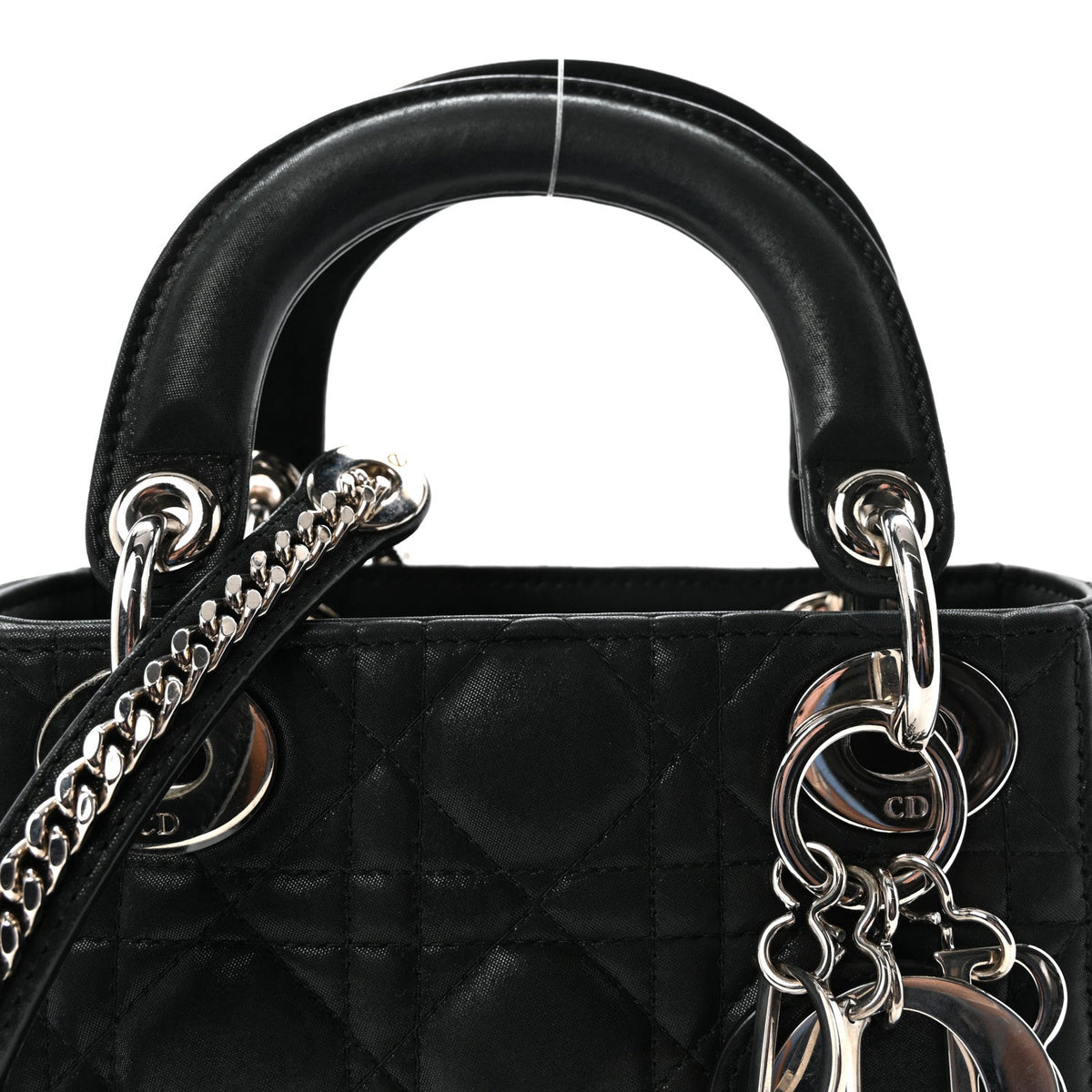 Metallic Calfskin Cannage Mini Lady Dior Black AT My store