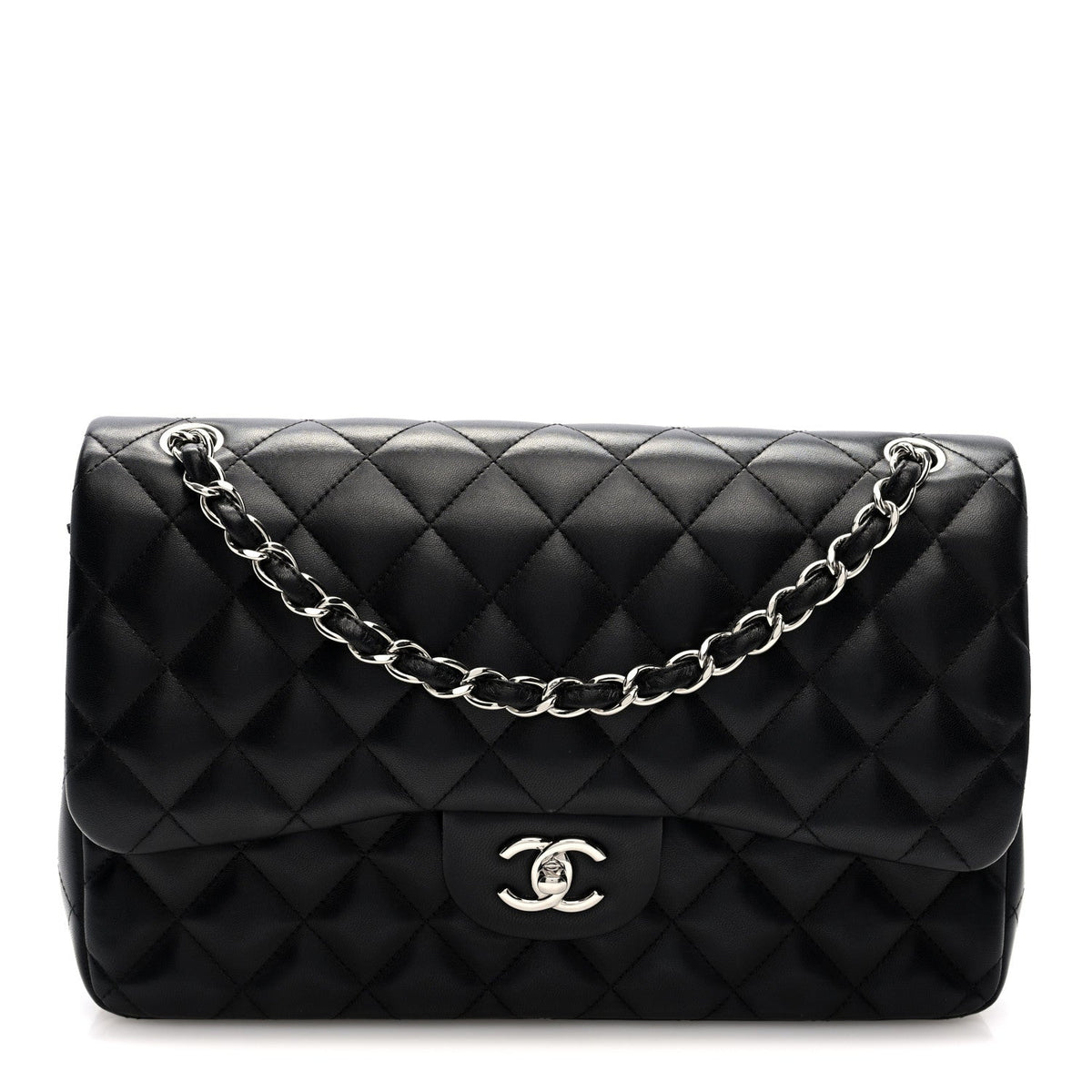 Lambskin Quilted Jumbo Double Flap Black At My store