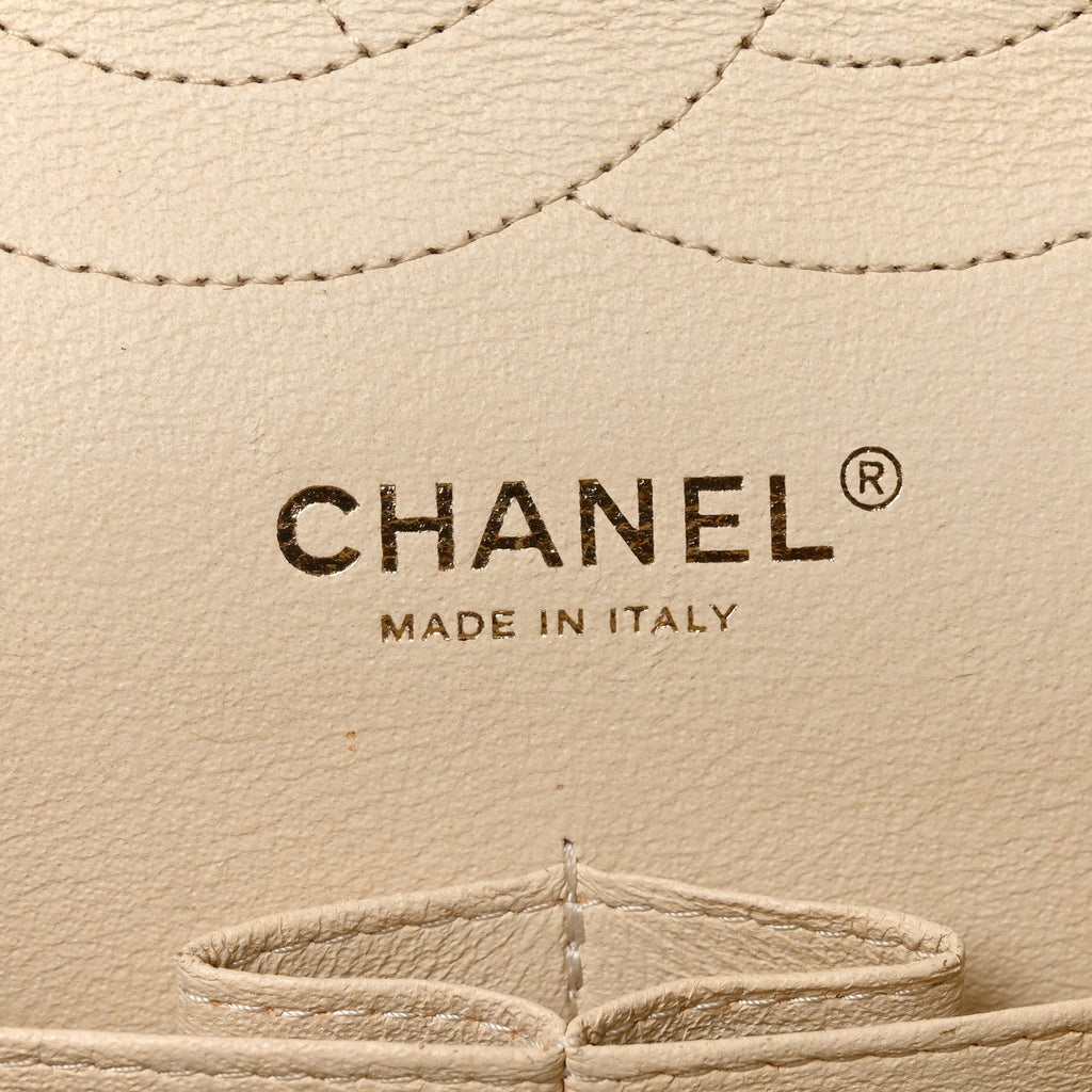 Caviar Quilted Jumbo Double Flap Beige Clair At My store