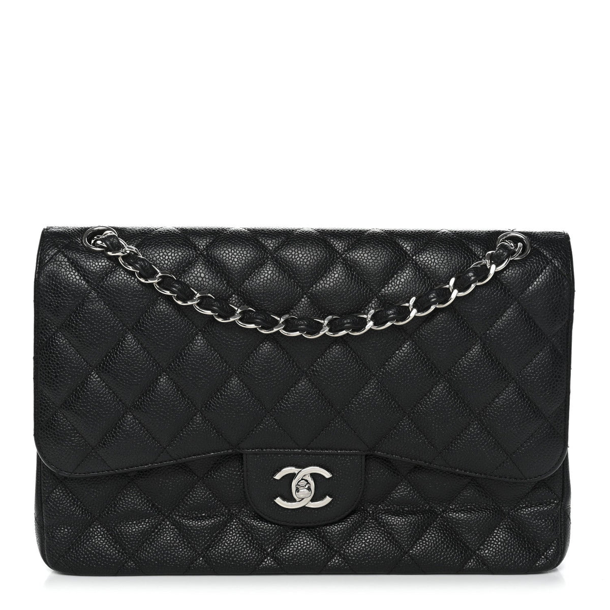 Caviar Quilted Jumbo Double Flap Black At My store