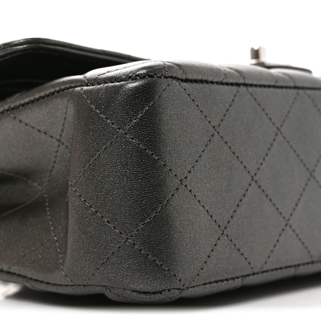 Metallic Lambskin Quilted Medium Double Flap Anthracite At My store
