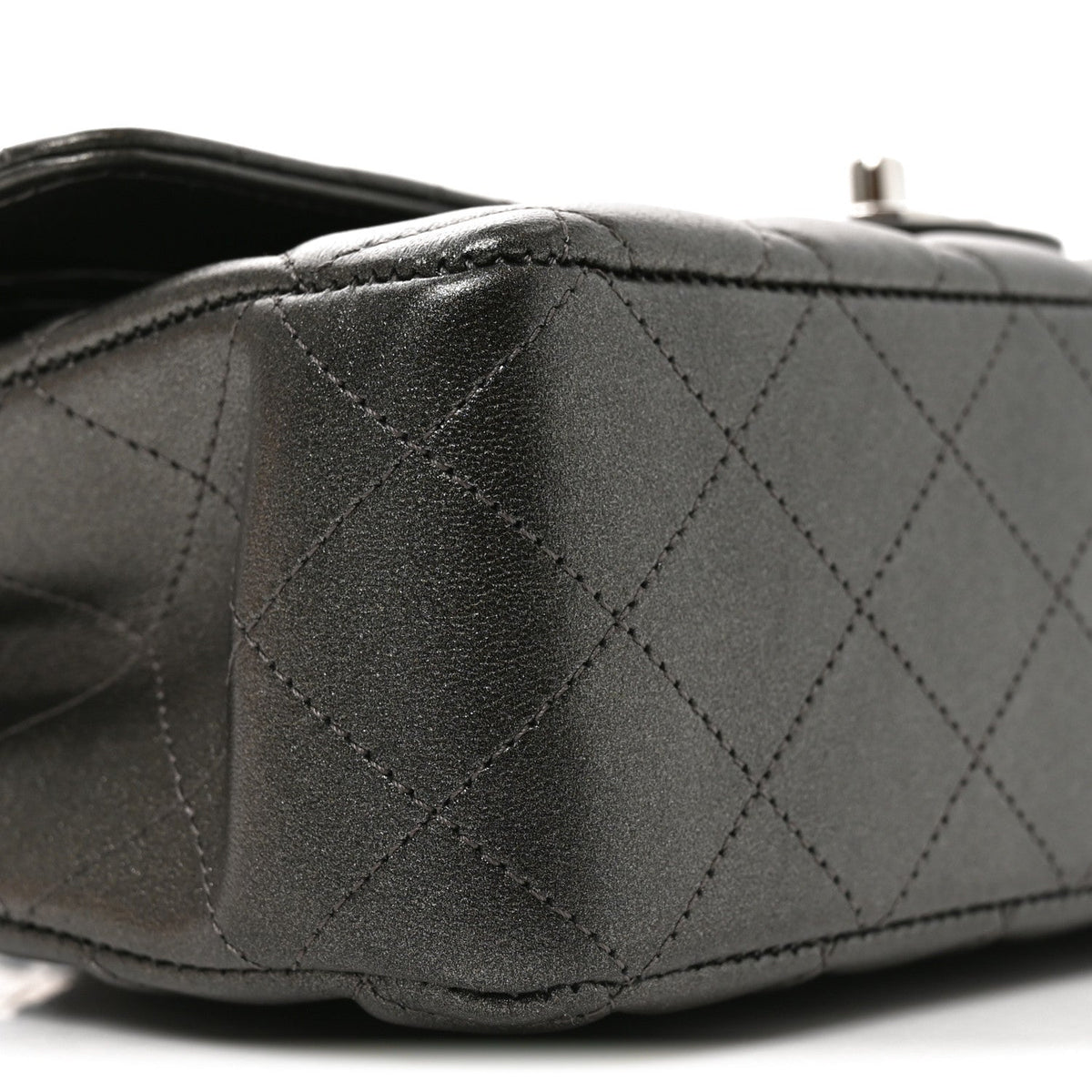 Metallic Lambskin Quilted Medium Double Flap Anthracite At My store