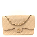 Caviar Quilted Jumbo Double Flap Beige At My store
