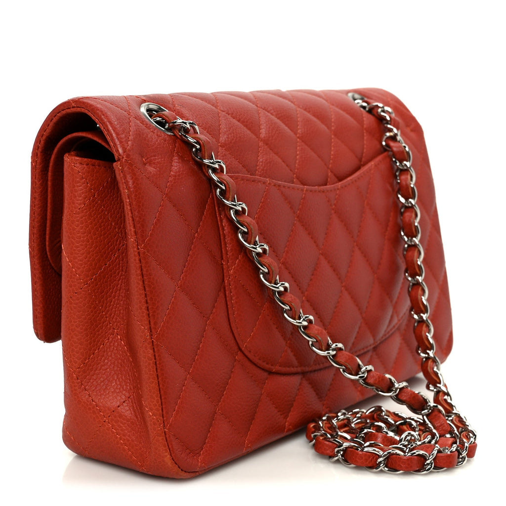 Caviar Quilted Medium Double Flap Red At My store