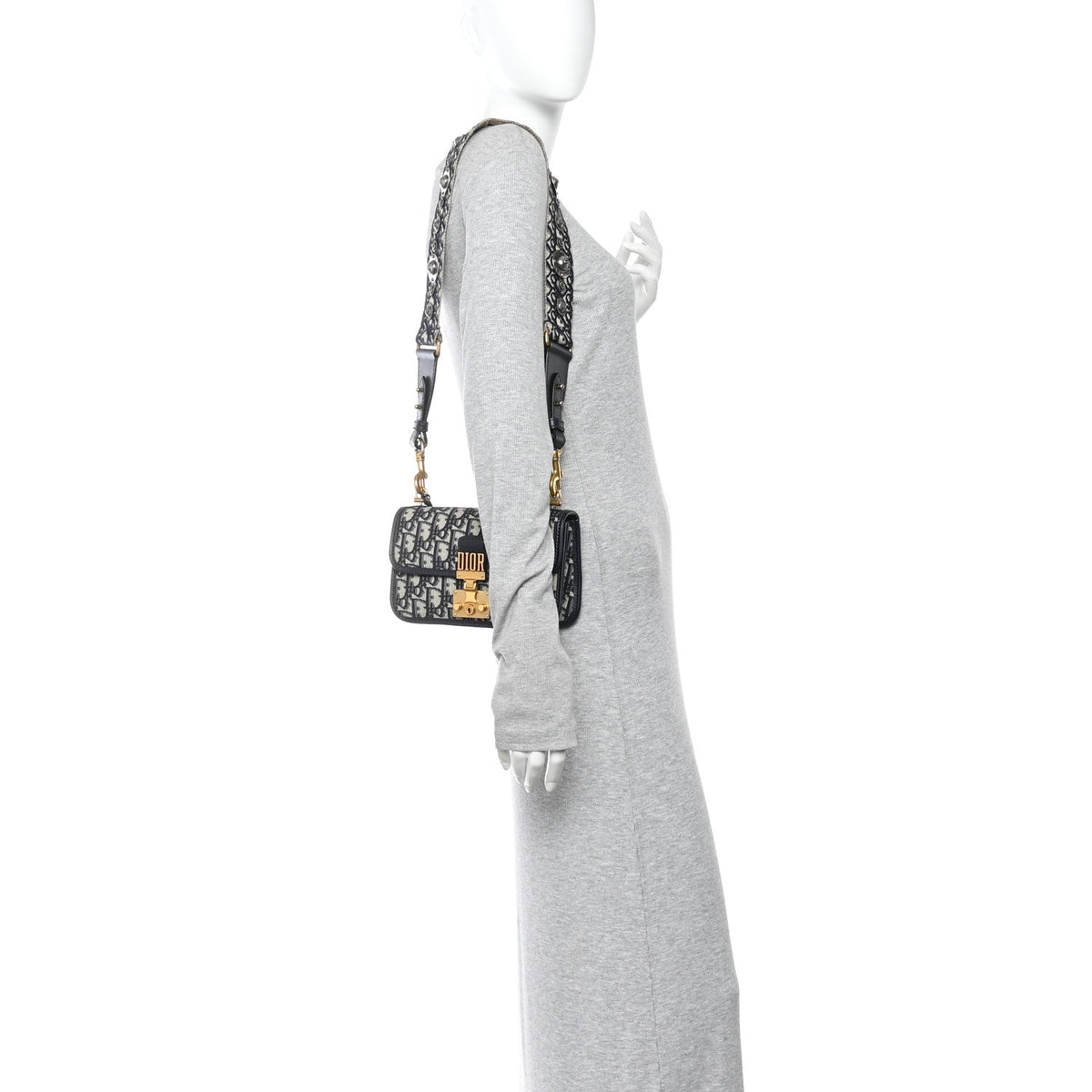 Oblique Small DiorAddict Flap Bag Navy Blue AT My store