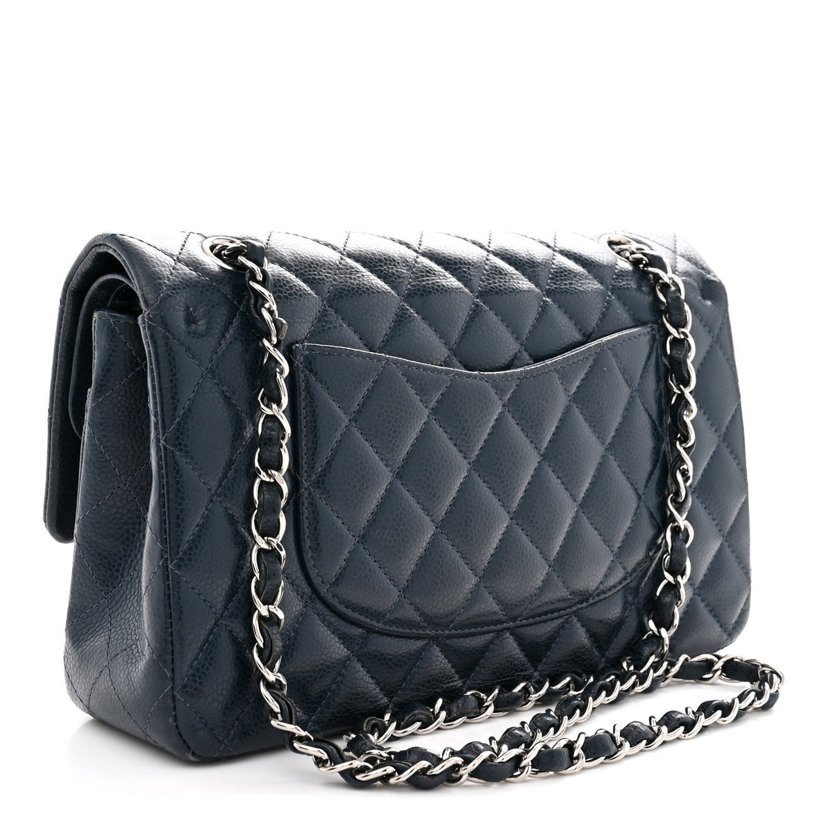 Caviar Quilted Medium Double Flap Navy At My store