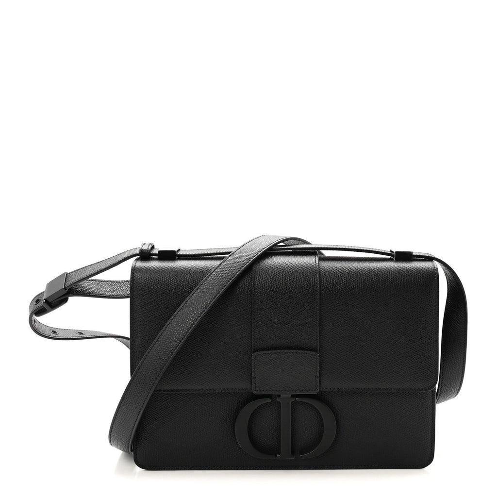 Ultra Matte Grained Calfskin 30 Montaigne Flap Bag Black AT My store