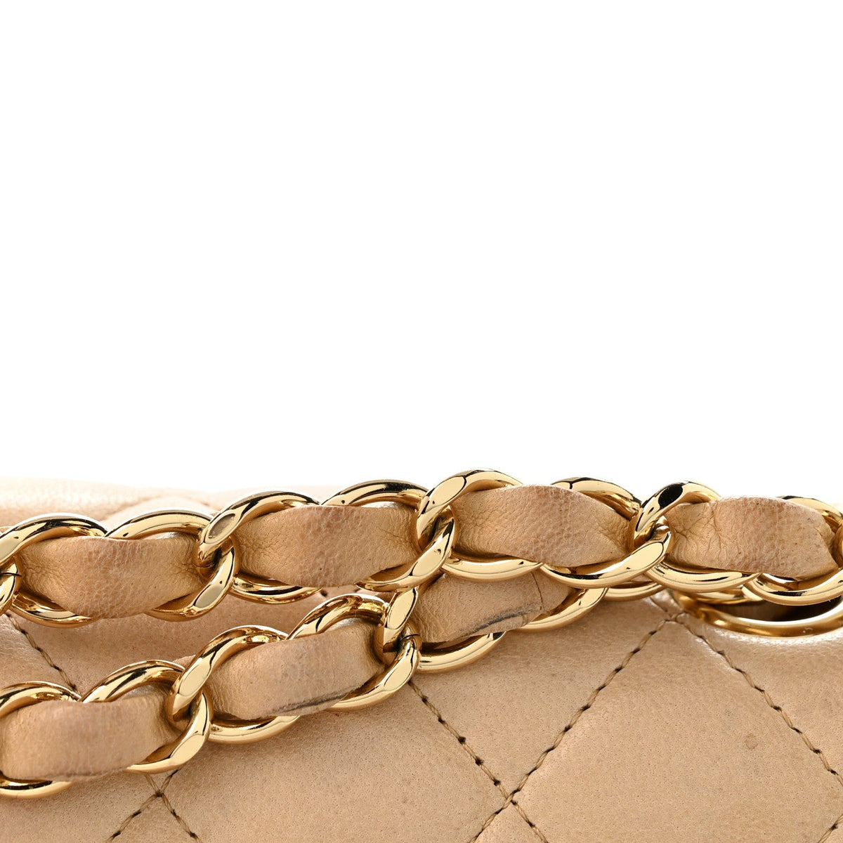 Lambskin Quilted Medium Double Flap Beige At My store