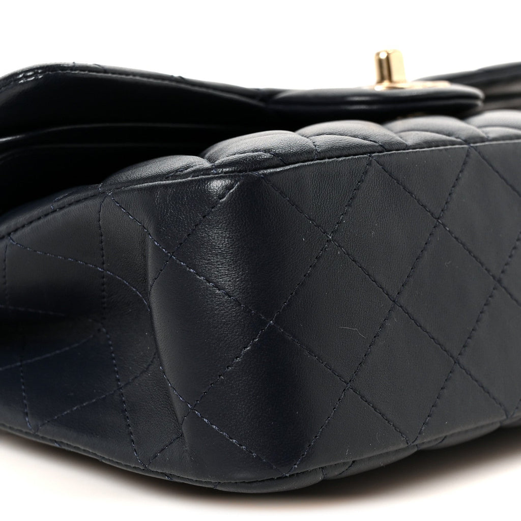 Lambskin Quilted Small Double Flap Navy At My store
