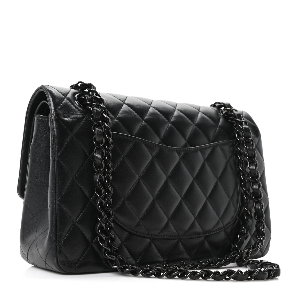 Lambskin Quilted Medium Double Flap So Black At My store