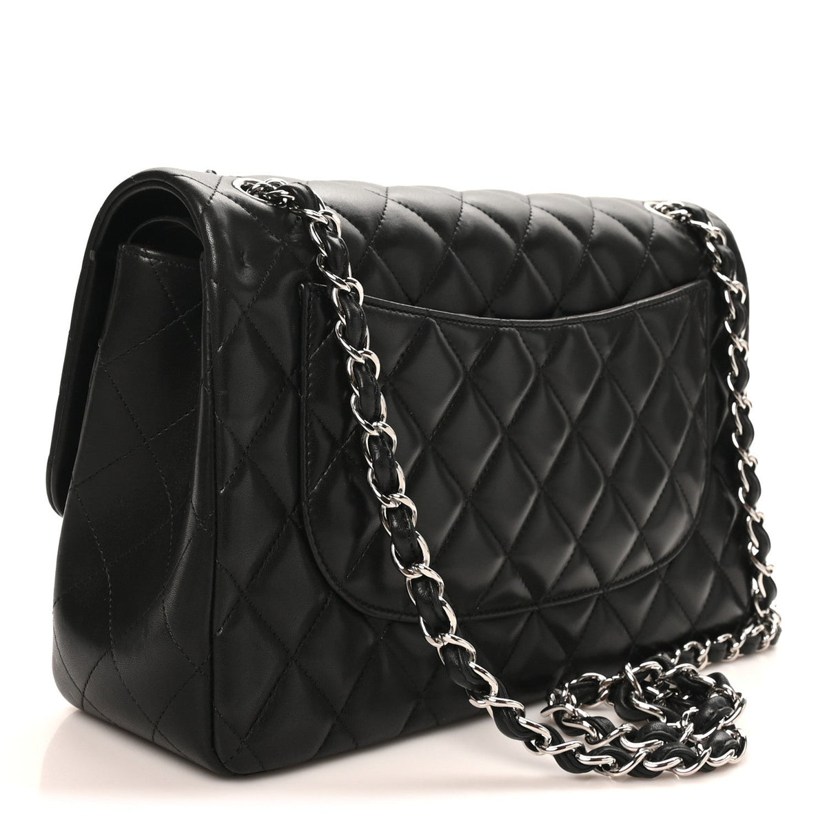 Lambskin Quilted Jumbo Double Flap Black At My store
