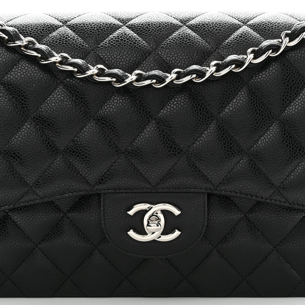 Caviar Quilted Jumbo Double Flap Black At My store