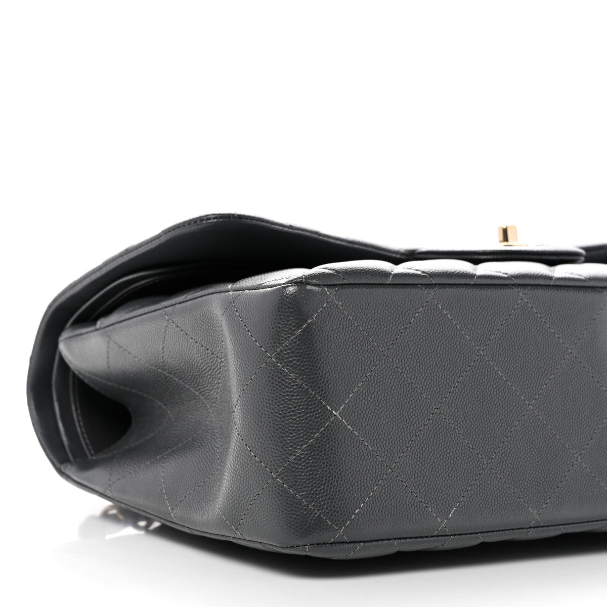 Caviar Quilted Jumbo Double Flap Dark Grey At My store
