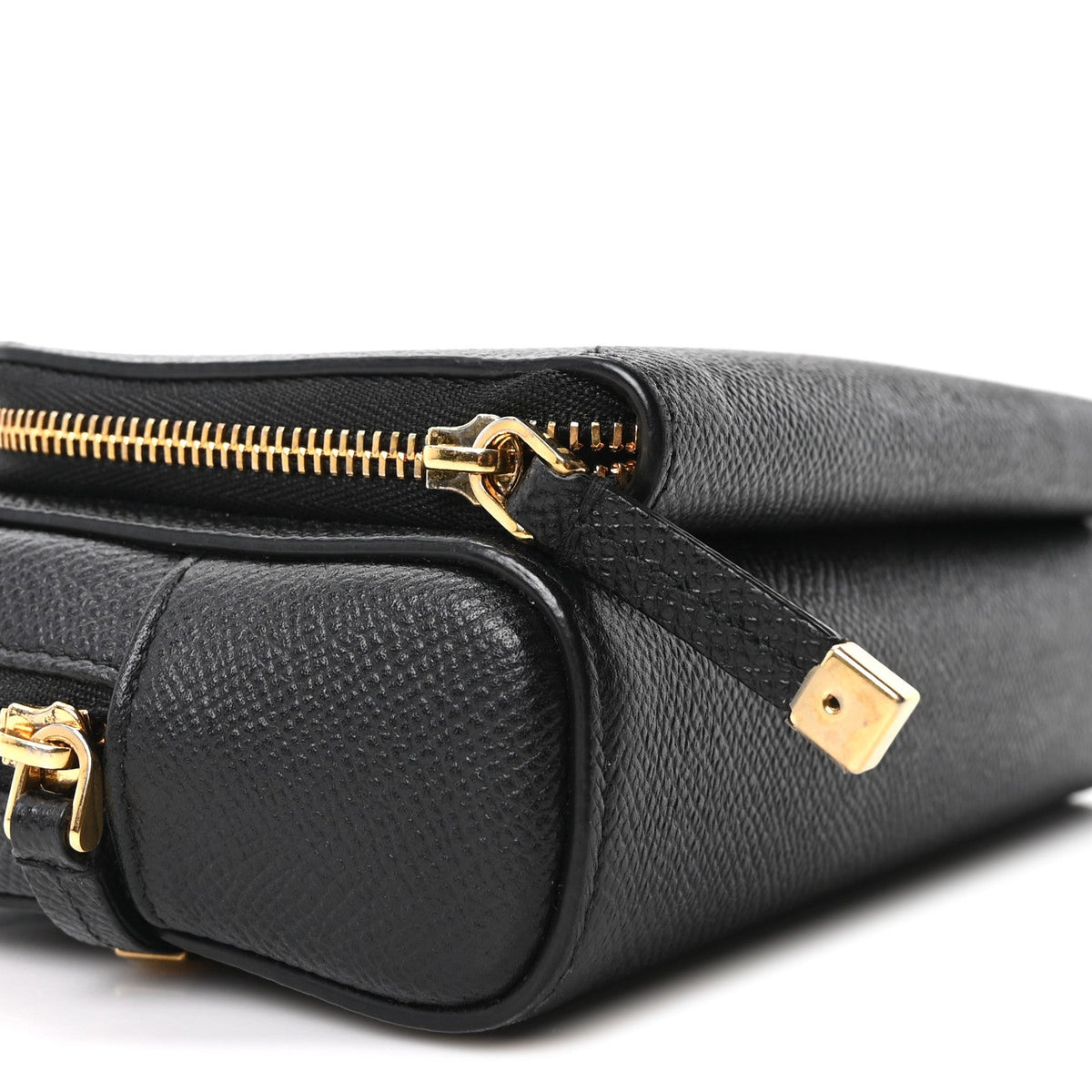 Grained Calfskin Caro Double Pouch Black AT My store