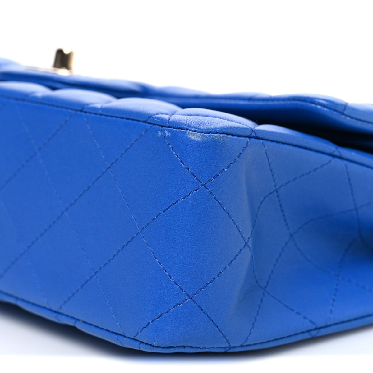 Lambskin Quilted Medium Double Flap Blue At My store