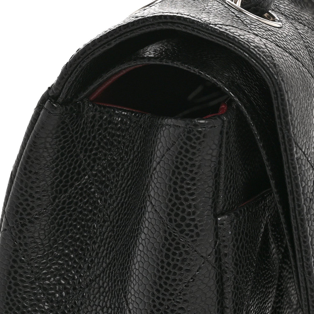 Caviar Quilted Jumbo Double Flap Black At My store