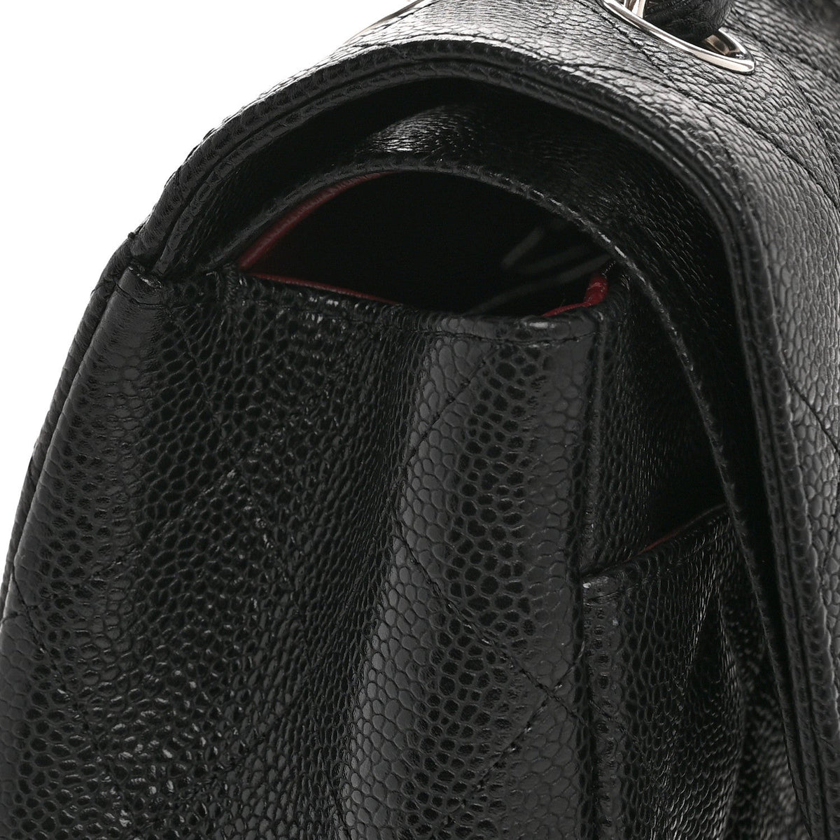 Caviar Quilted Jumbo Double Flap Black At My store