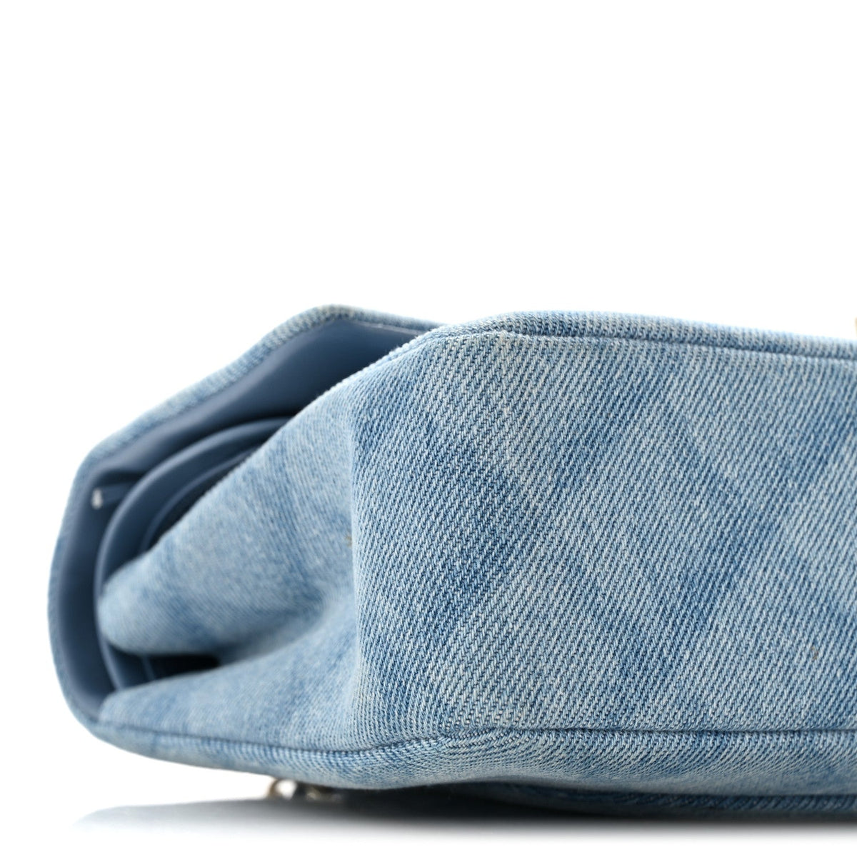 Printed Denim Quilted Medium Double Flap Light Blue At My store