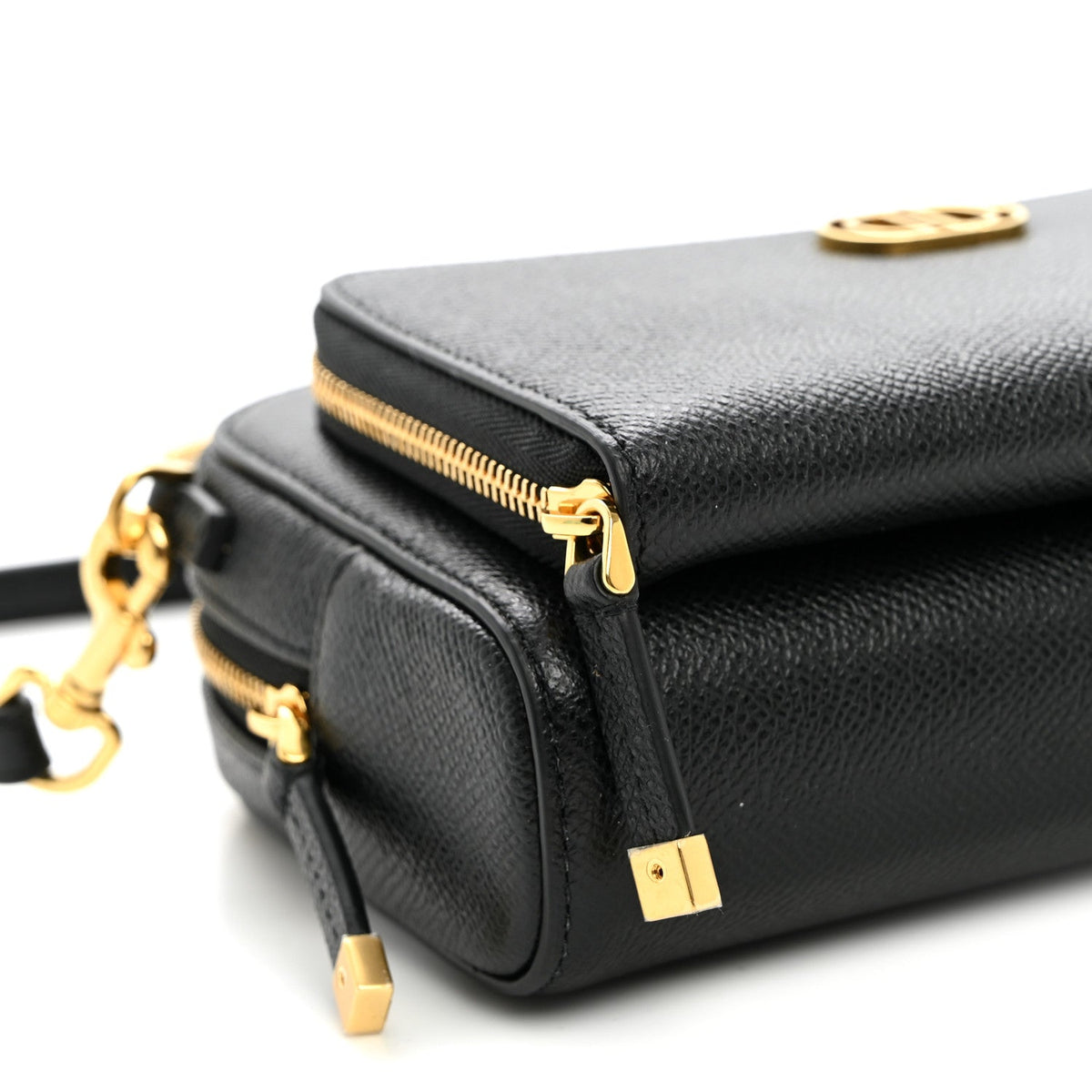 Grained Calfskin Caro Double Pouch Black AT My store
