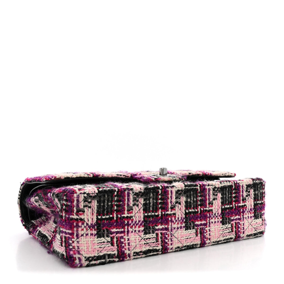 Tweed Quilted Medium Double Flap Pink Black At My store