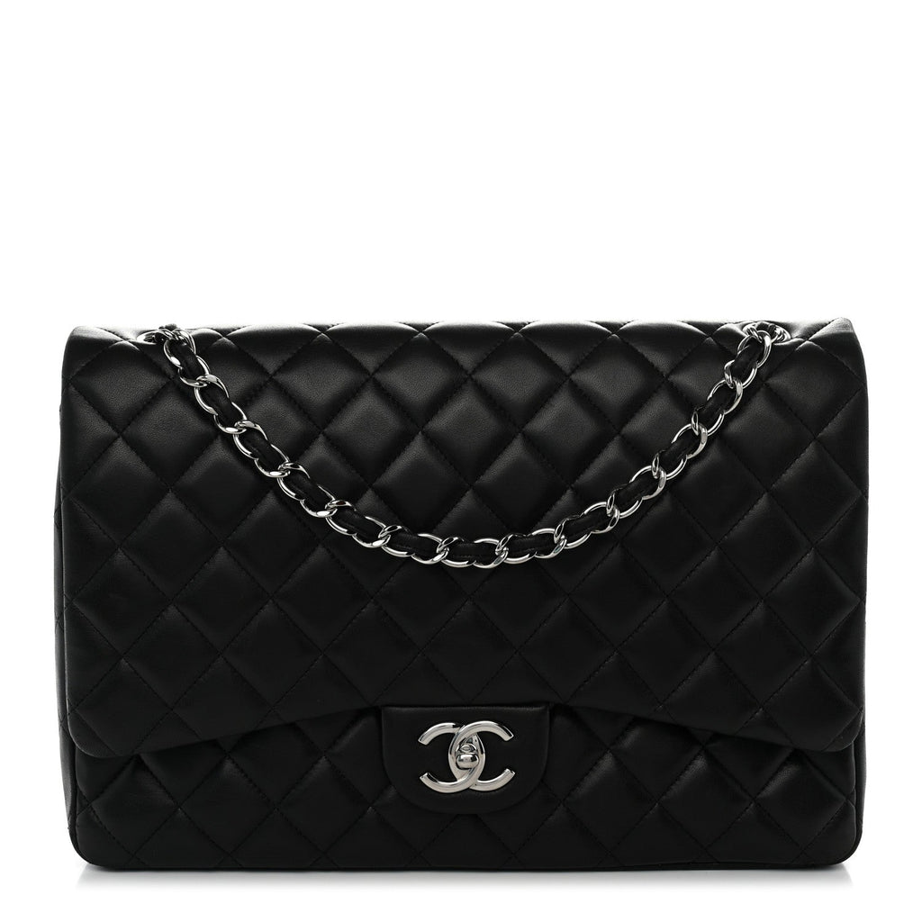 Lambskin Quilted Maxi Double Flap Black At My store
