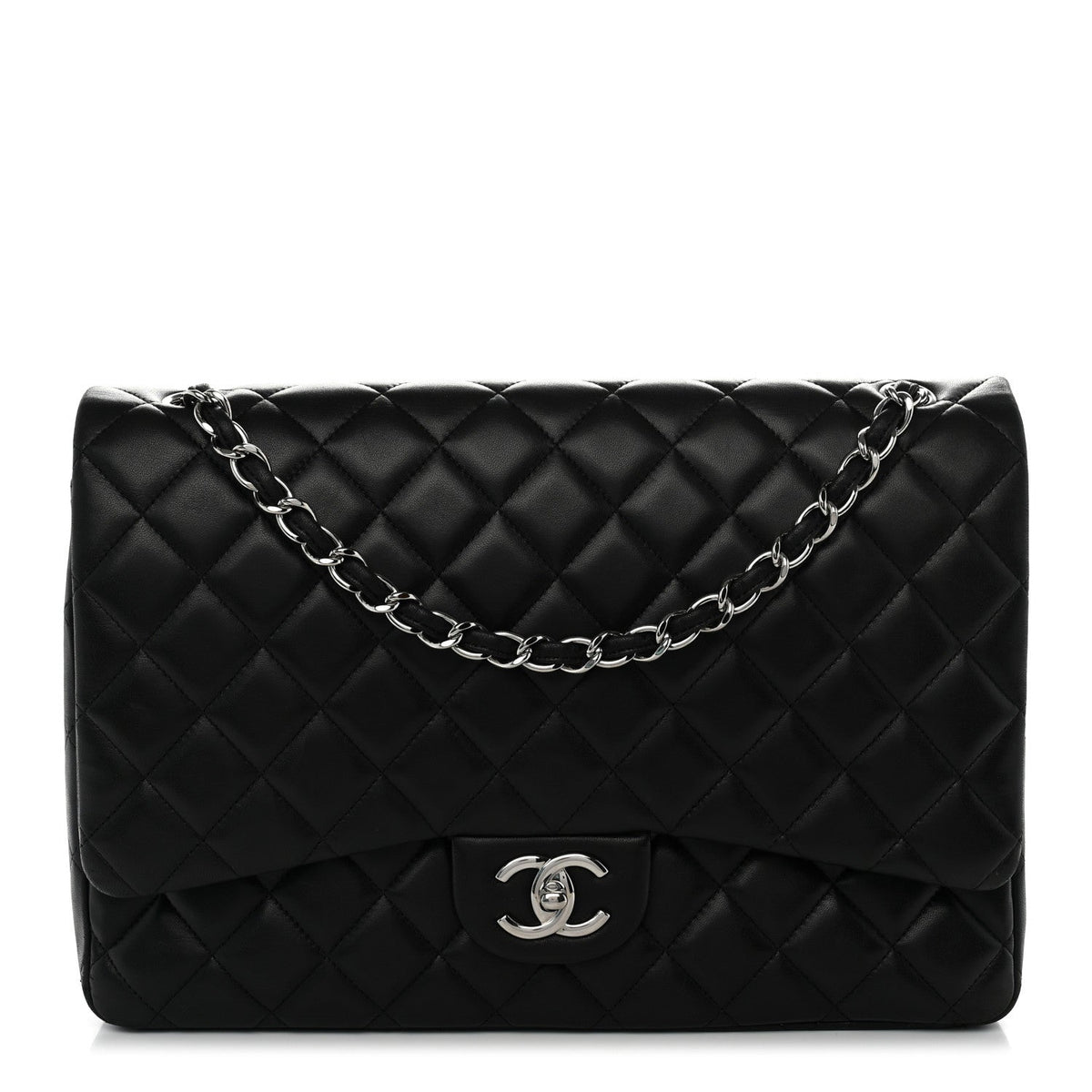 Lambskin Quilted Maxi Double Flap Black At My store