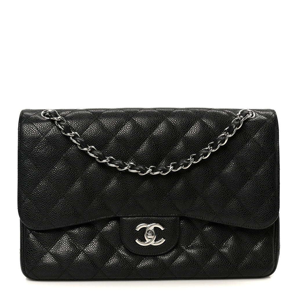 Caviar Quilted Jumbo Double Flap Black At My store