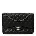 Caviar Quilted Jumbo Double Flap Black At My store
