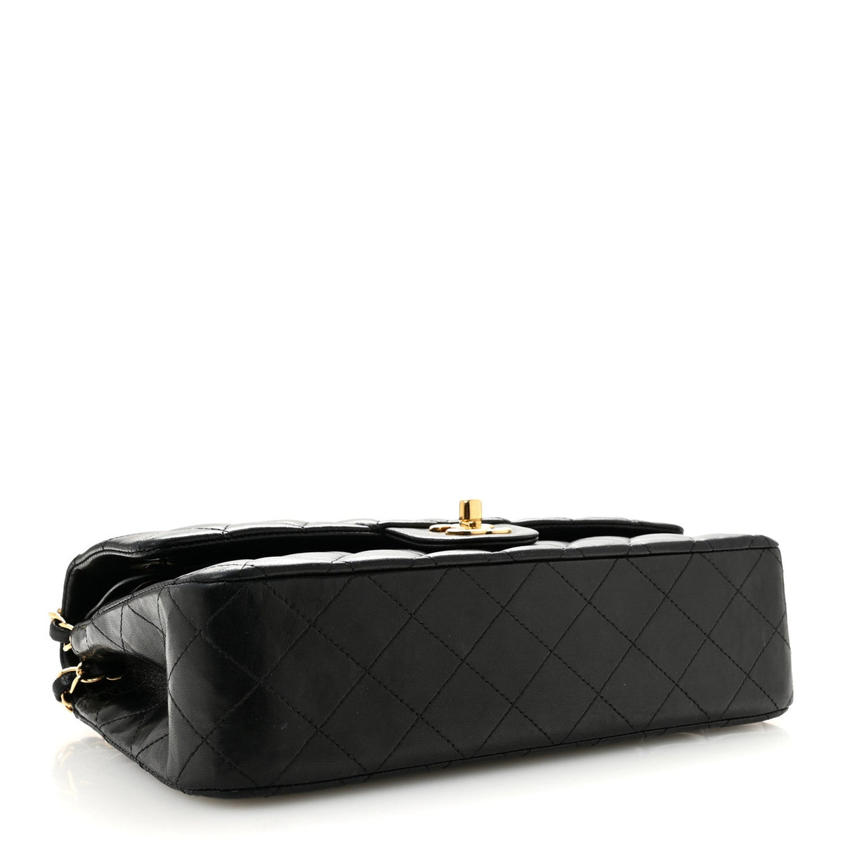 Lambskin Quilted Medium Double Flap Black At My store