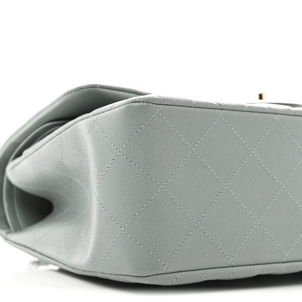 Caviar Quilted Jumbo Double Flap Light Blue At My store
