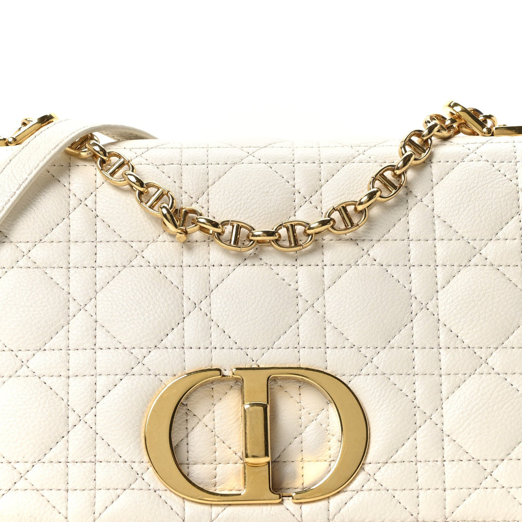 Supple Calfskin Cannage Medium Caro Bag Ivory AT My store