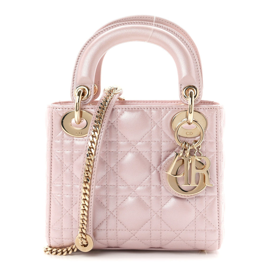 Metallic Lambskin Cannage Mini Lady Dior  Lotus AT My store