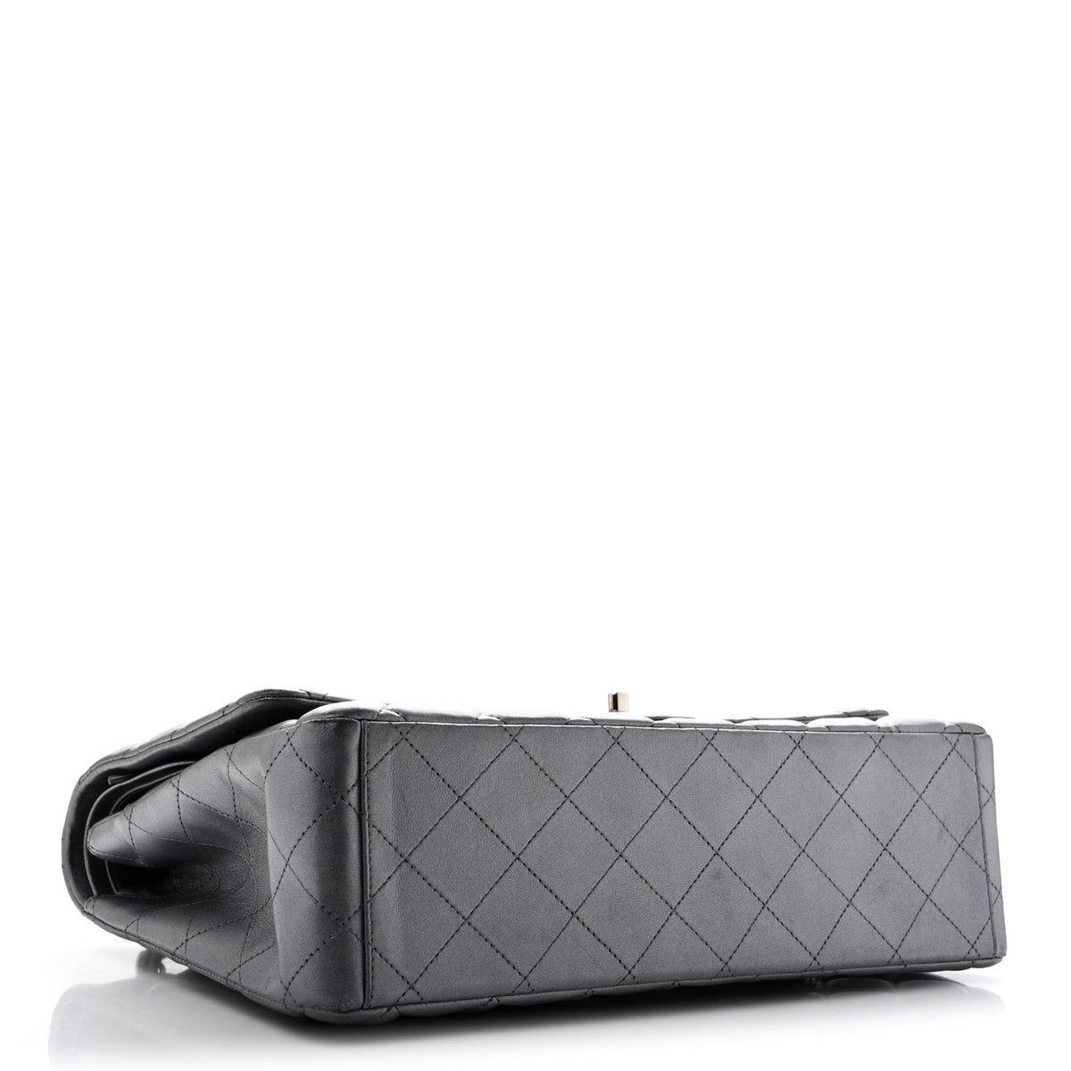 Metallic Lambskin Quilted Maxi Double Flap Pewter At My store
