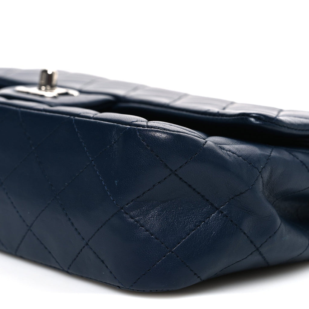 Lambskin Quilted Medium Double Flap Navy At My store