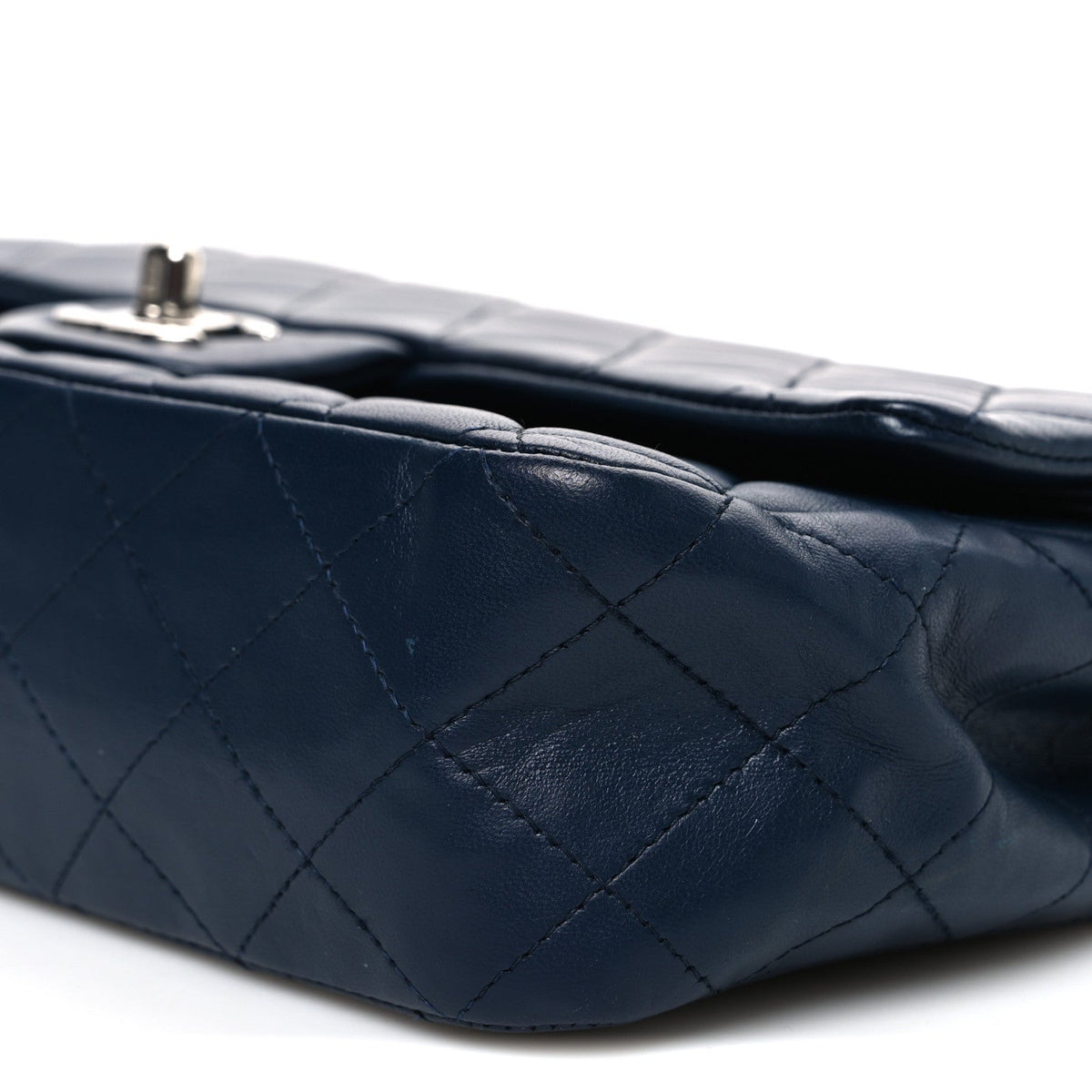 Lambskin Quilted Medium Double Flap Navy At My store