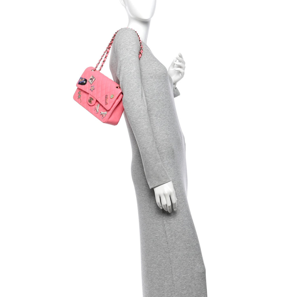 Lambskin Quilted Medium Hollywood Charms Double Flap Coral Pink At My store