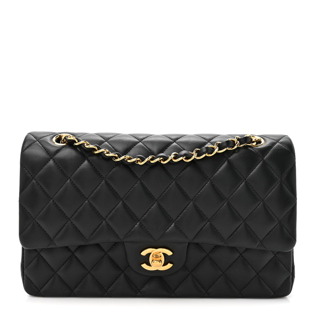Lambskin Quilted Small Double Flap Black At My store