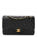 Lambskin Quilted Small Double Flap Black At My store