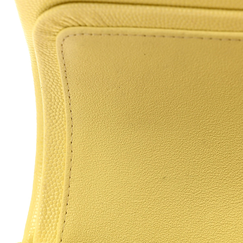 Caviar Quilted Small Double Flap Light Yellow At My store