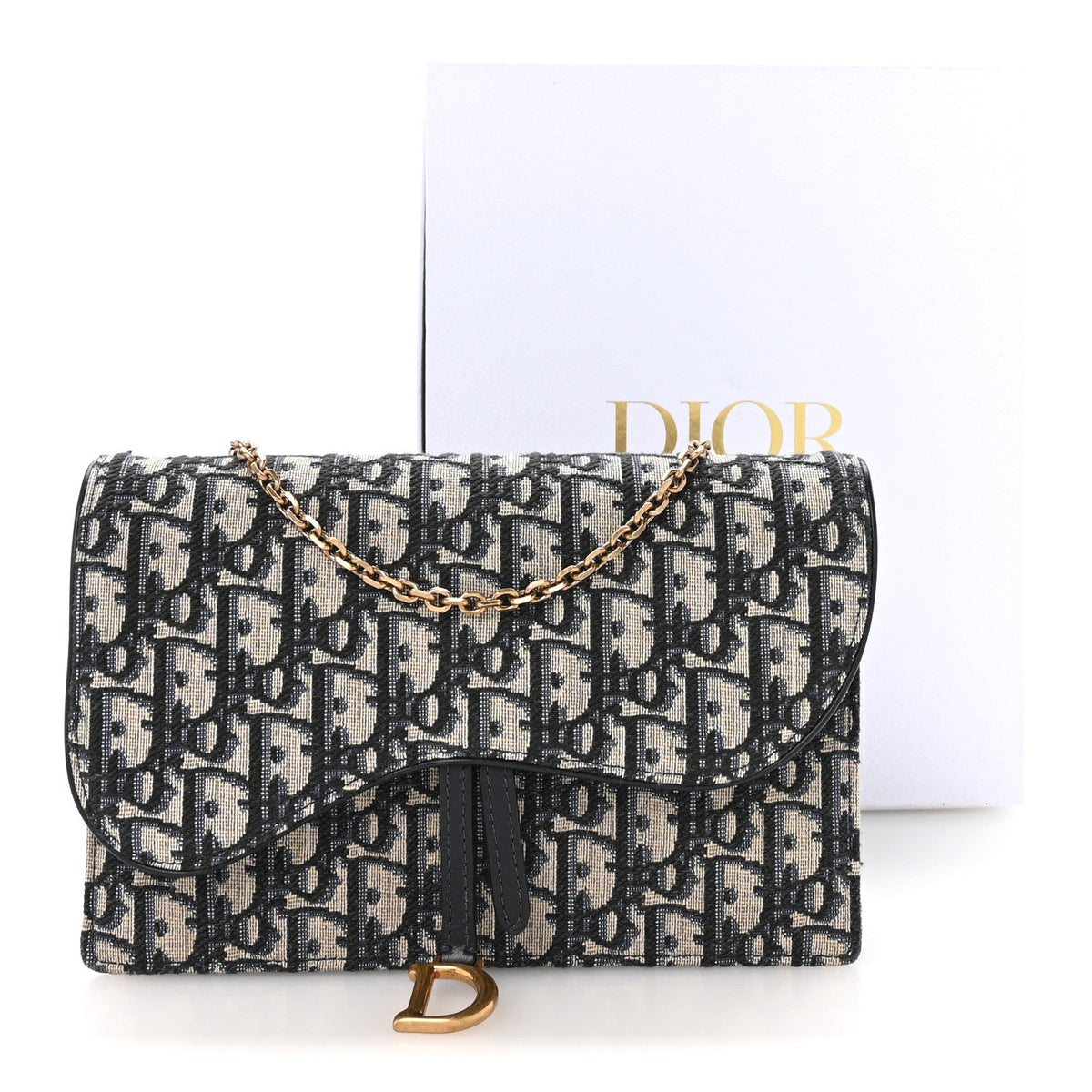 Oblique Saddle Chain Pouch Blue AT My store
