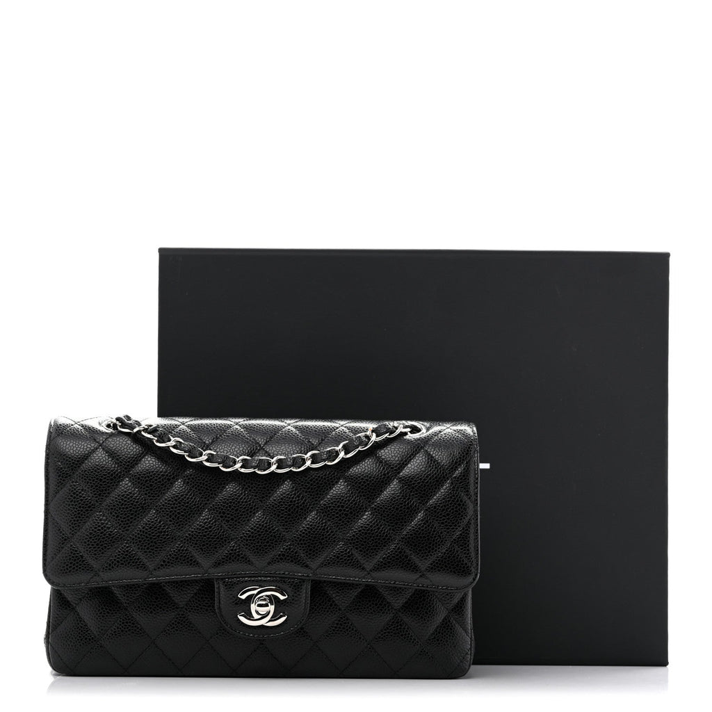 Caviar Quilted Medium Double Flap Black At My store