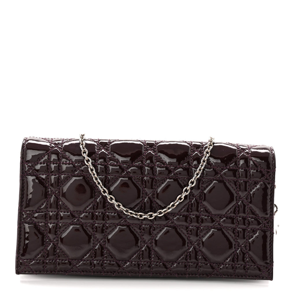 Patent Cannage Lady Dior Chain Wallet Purple AT My store