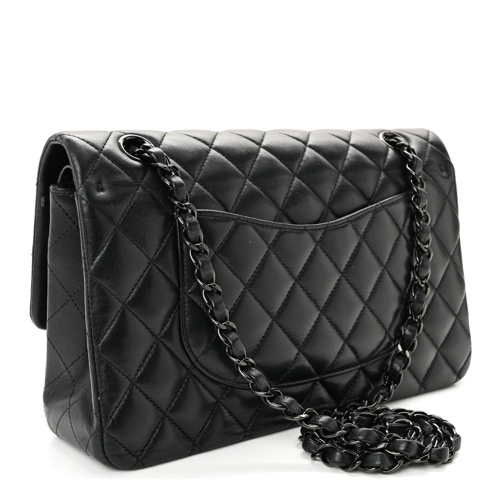 Lambskin Quilted Medium Double Flap So Black At My store