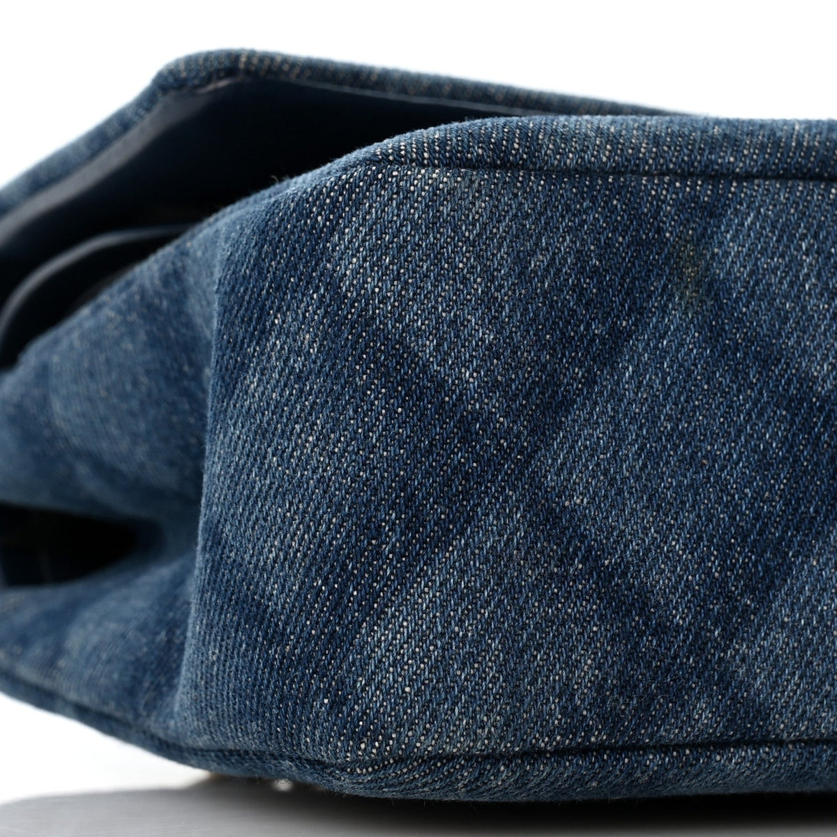 Printed Denim Quilted Medium Double Flap Light Blue At My store