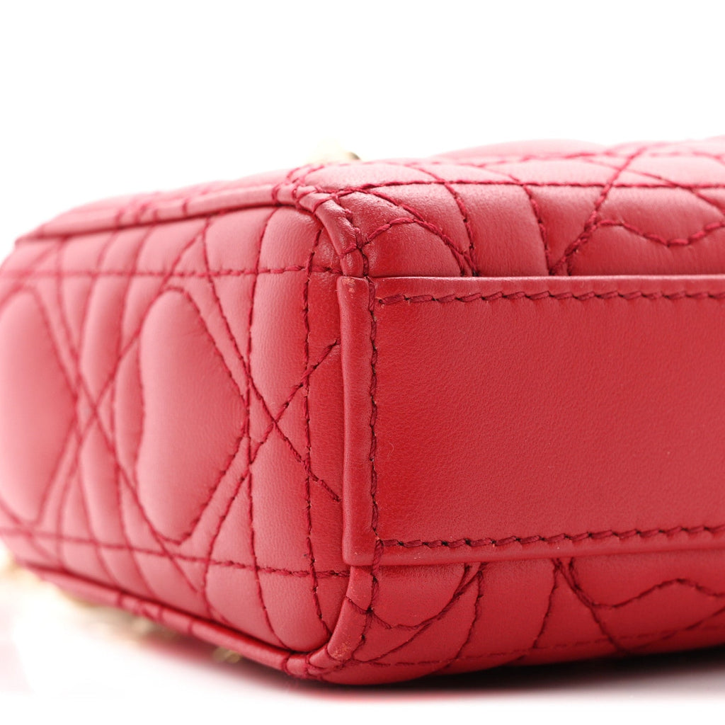 Lambskin Cannage Dioramour Micro Lady D-Joy Red AT My store