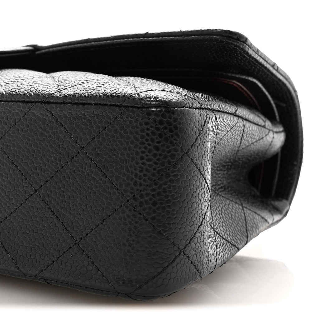 Caviar Quilted Medium Double Flap Black At My store