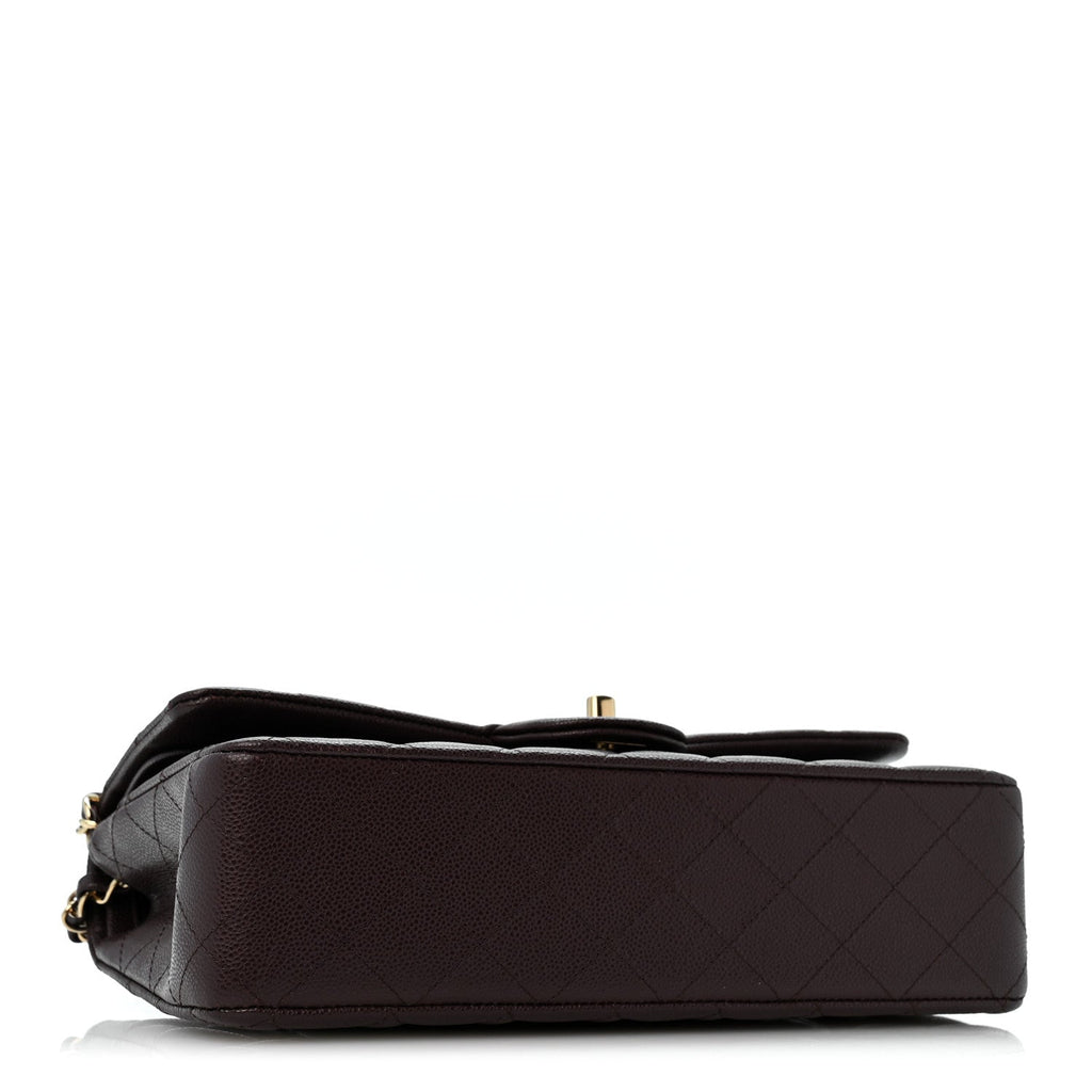 Caviar Quilted Medium Double Flap Dark Brown At My store